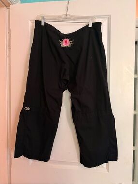 Be Present discontinued Black pants with Pink Embroidered Lotus